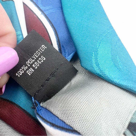 Vintage Adolfo Men’s Necktie Blue Teal Maroon Crystal Geode Pattern - Picture 8 of 9